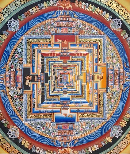 Intricate traditional thangka painting artwork