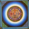 Kalachakra Mandala Thangka, Hand-Painted in Nepal | Blue Sunburst Halo | 50 x 50 cm
